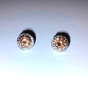 Stud earrings, Citrin colored stone with gold tone backs.